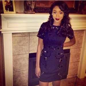 Asos black embellished studded dress