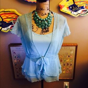 TURQUOISE BABYDOLL TOP