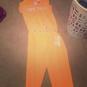Peach Victoria secret PINK sweatpants and jacket