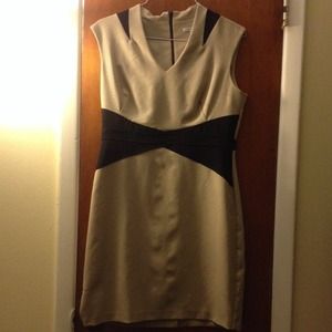 SANDRA DARREN beige & black cocktail dress✨