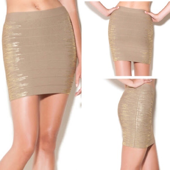 Guess Dresses & Skirts - Guess Bandage Miniskirt  Gold