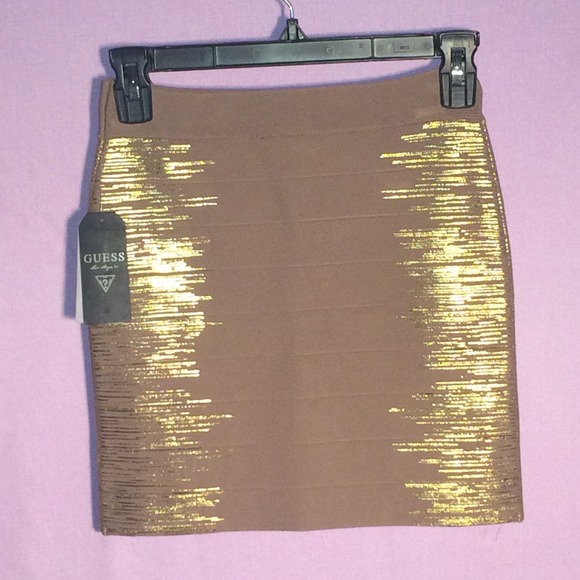 Guess Bandage Miniskirt Gold - Picture 2 of 4