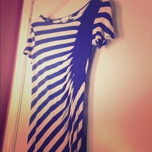 Striped high-low dress
