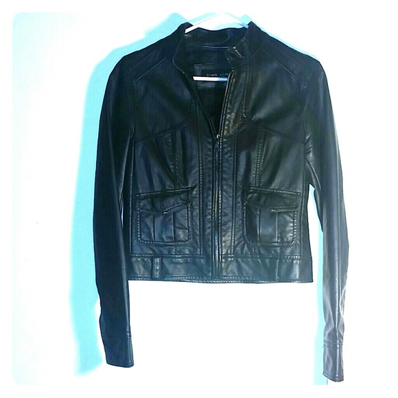 All Black Faux Leather Fitted Jacket