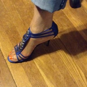Sexy blue and metallic heels
