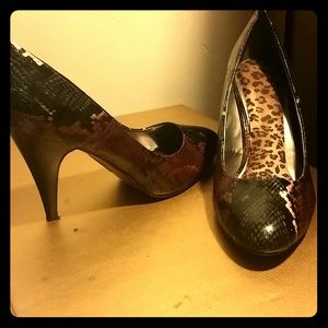 Purple & Black Snakeskin Pumps