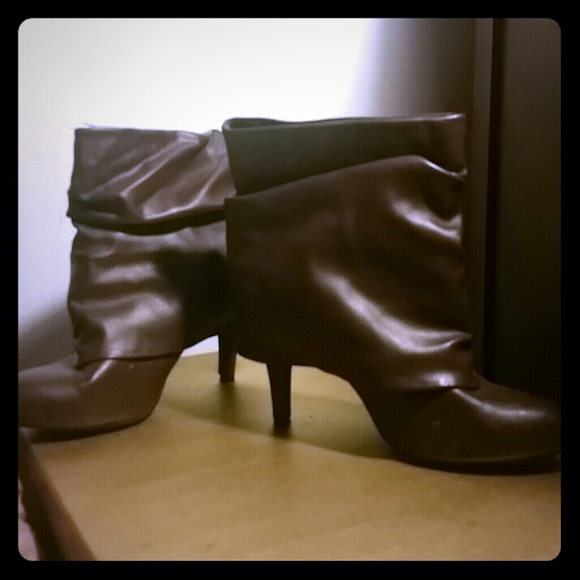Fold Over Brown Ankle Stilettos
