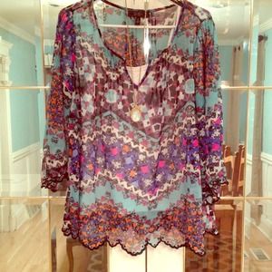 Fun colorful sheer boho top