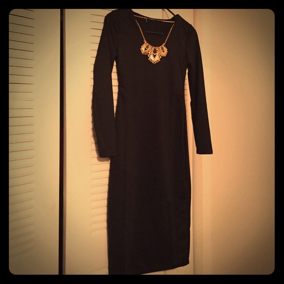 Black Midi Dress with sleeves