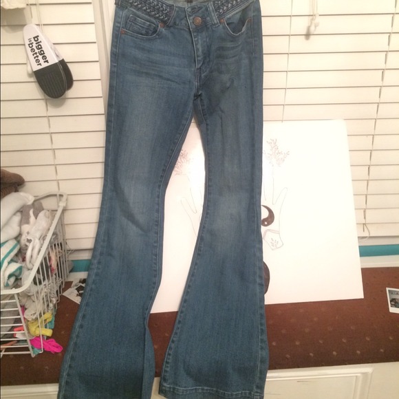 Kendall and kylie flared braided jeans