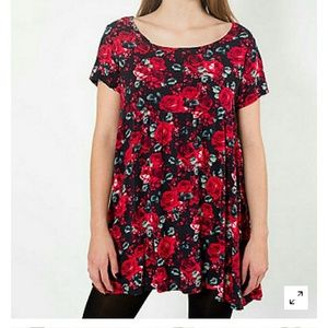 AA large floral printed rayon babydoll dress