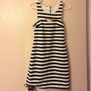 Poof couture striped black and white dress