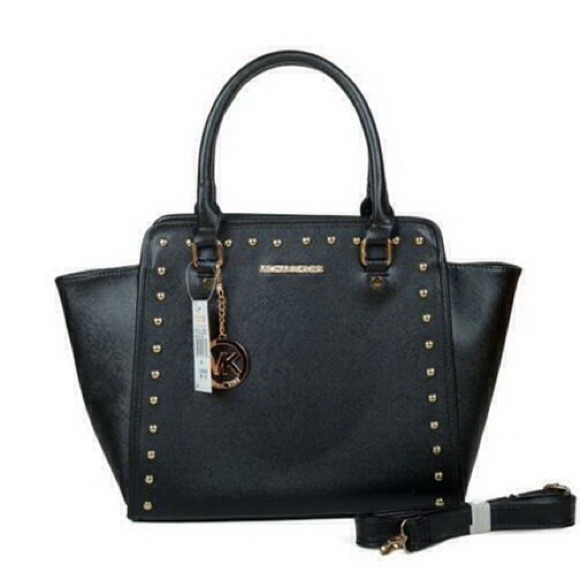 Michael Kors Selma Jewel Trim Large Black Tote