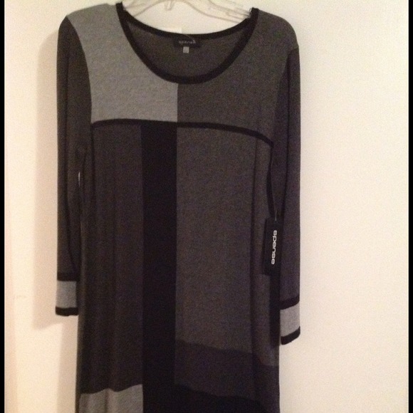 Black and gray sweater dress