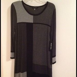 Black and gray sweater dress