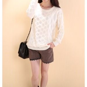 White Cotton Blends Sweater