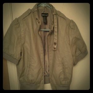 Grey Leather Half Jacket
