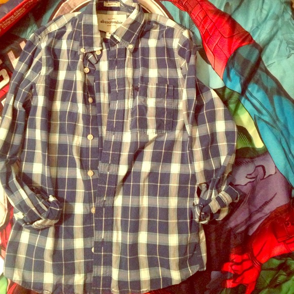 Plaid blue and white shirt