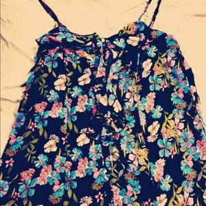 Floral ruffle tank