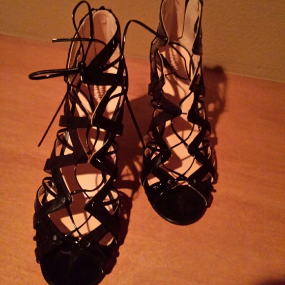 Sexy lace up black patient ladies shoes