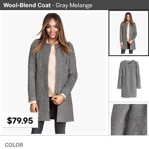 H&m wool collarless coat