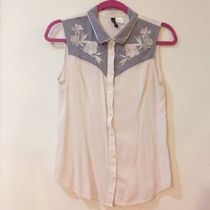 Floral Western Sleeveless Button Up Divided H&M 8