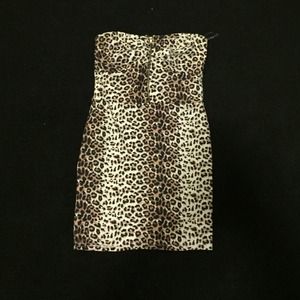 Strapless zipper leopard dress