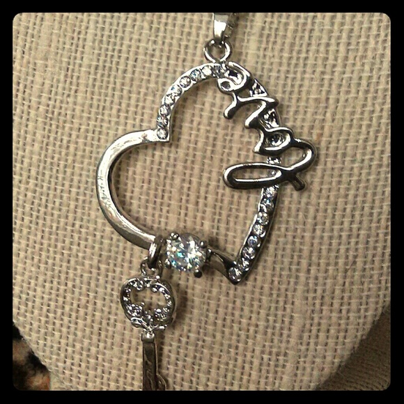 Heart with "love" and key necklace