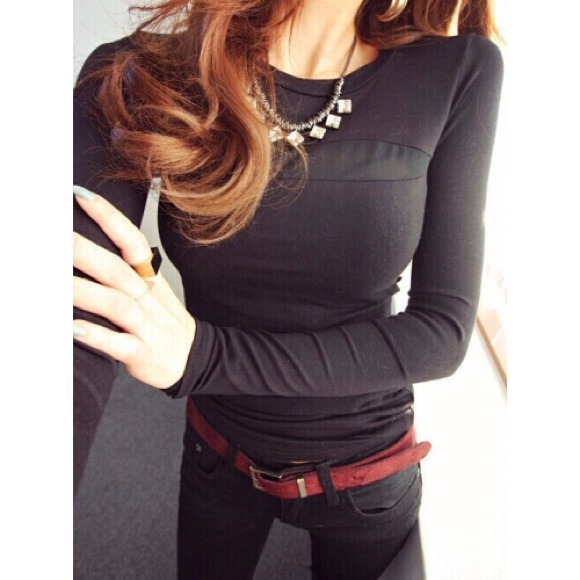 Black Cotton Blends Blouse