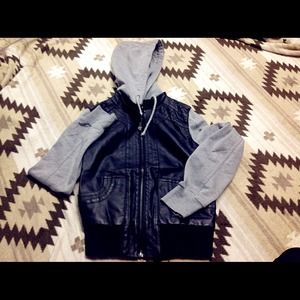 Faux half leather jacket