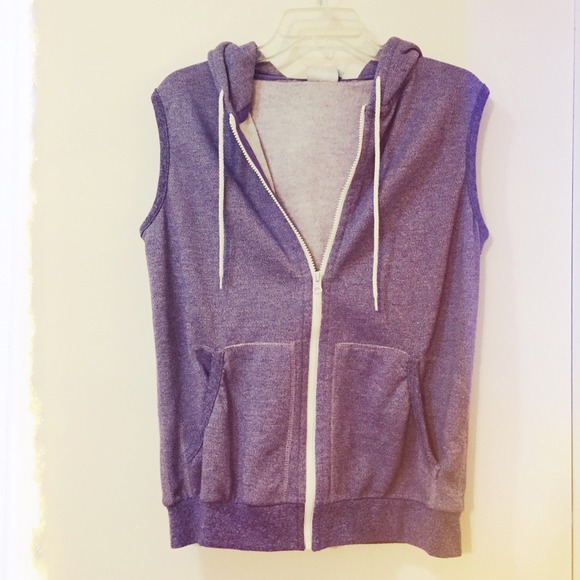 purple sleeveless hoodie