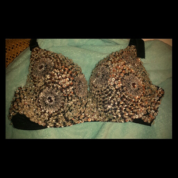 Embellished sequined bra