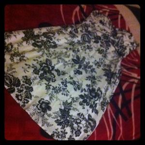 Strapless black and white flower dress