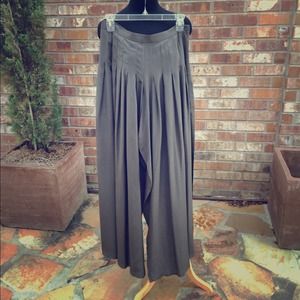 VTG 100% Silk Gray Palazzo Wide Leg Pants