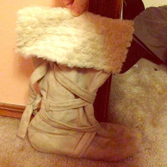 Cream boots