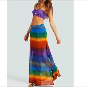 Chiffon Dip Dye Maxi Skirt