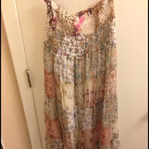 Sheer floral tube top dress