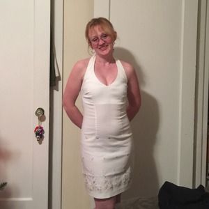 Adorable white halter dress.