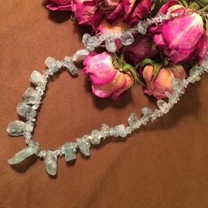 Blue graduated stone necklace