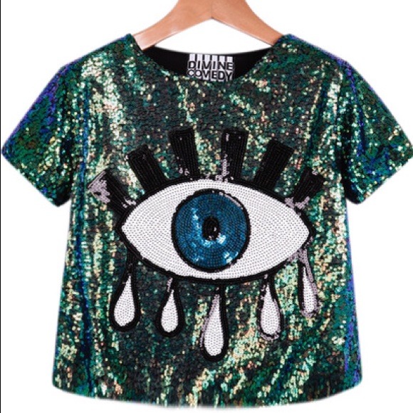 All seeing eye sequin shirt