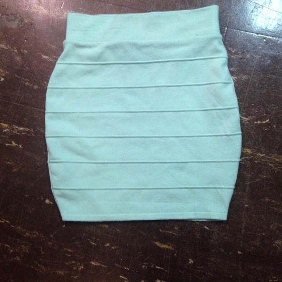 Tight baby blue mini skirt