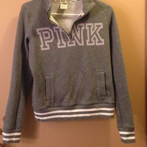 VS PINK gray quarter zip