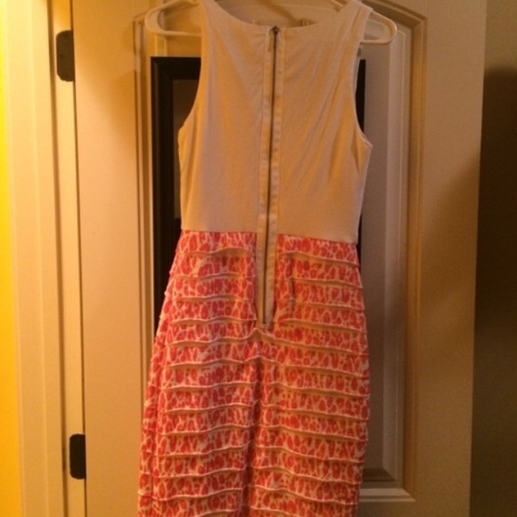 White and coral leopard print dress - Picture 2 of 3