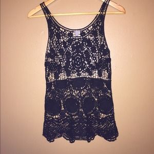 Black lace see-through tank top.