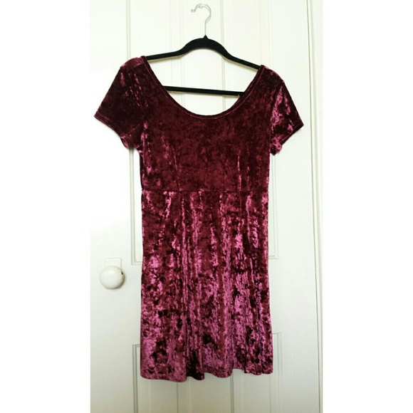 Maroon Crushed Velvet Dress