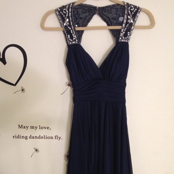 Glamorous high low navy dress