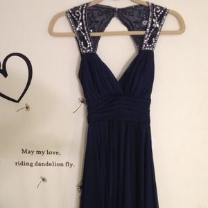 Glamorous high low navy dress