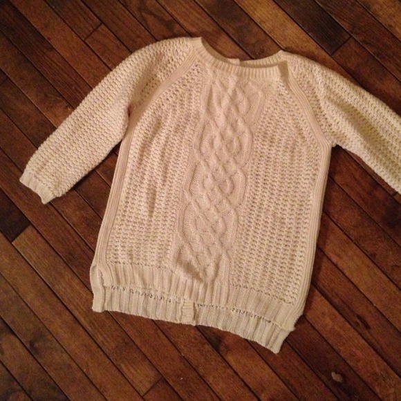 White cable knit sweater