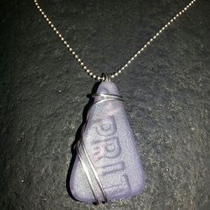 STERLING SILVER VOILET SEAGLASS NECKLACE