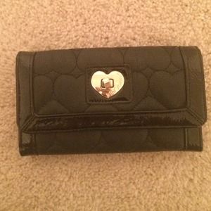 Betsey Johnson Wallet black with stitched hearts